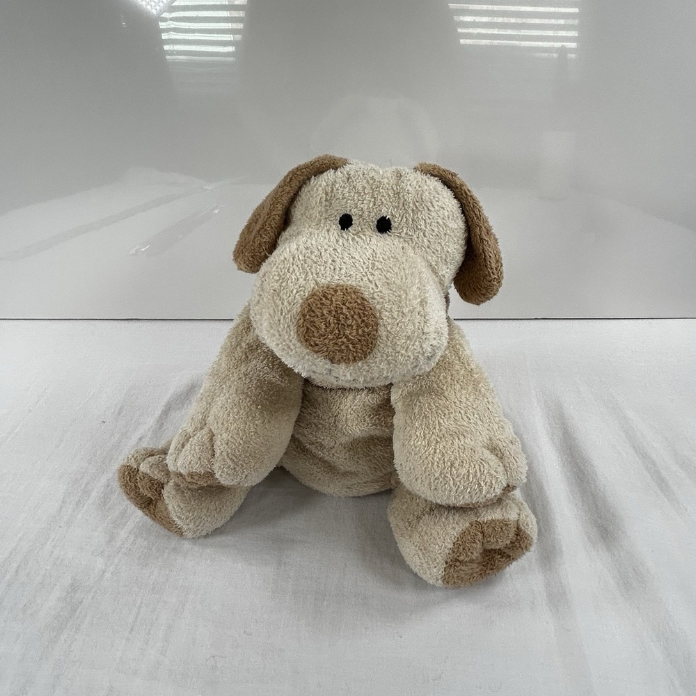 Vtg Ty Lux 2002 Pluffies PLOPPER Dog Plush Tan Brown Sewn Eyes Stuffed Animal